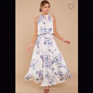 Take A Minute Blue Floral Print Maxi Dress - Medium
